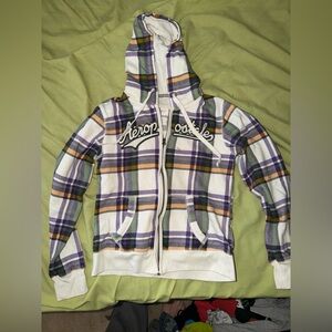 Aeropostale Multicolor Plaid Zip-Up Hoodie